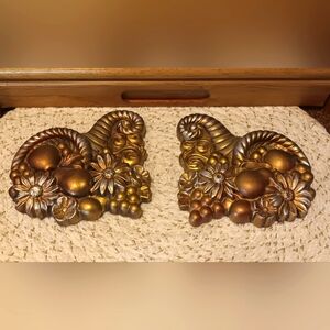 Vintage Set 1969 Miller Studio Cornucopia Chalk Ware Plaques
